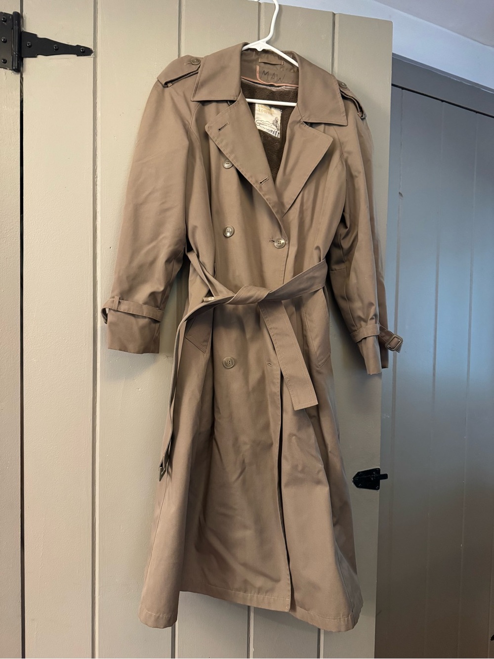 London Fog Taupe Double-Breasted Trench Coat with Belt & Removable Fleece Liner